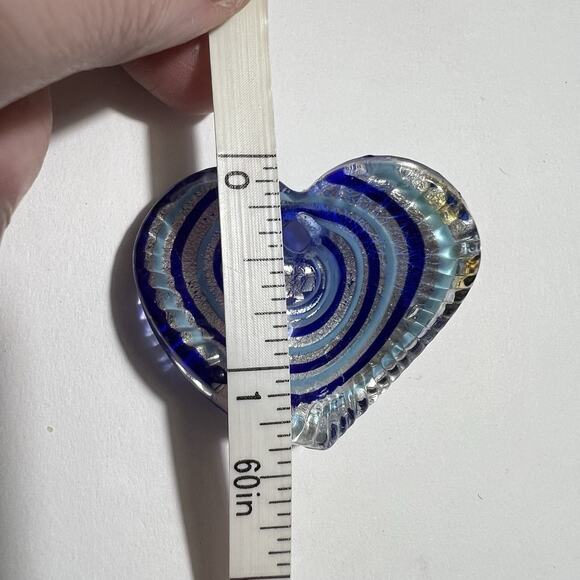 Blue Moon Beads Bead Bazaar Heart Necklace Pendant Murano Style Hand Blown Glass - Picture 7 of 7